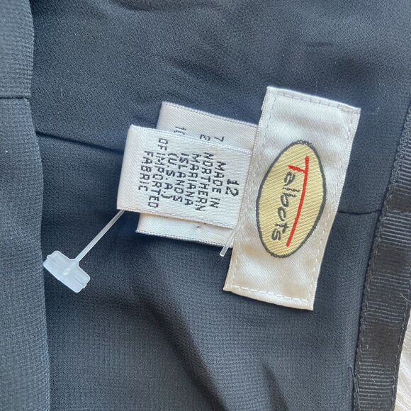 Talbots Dress Pants Sz 12 Black Side Zip Flat Front High Rise Wide Leg Womens - Picture 4 of 11